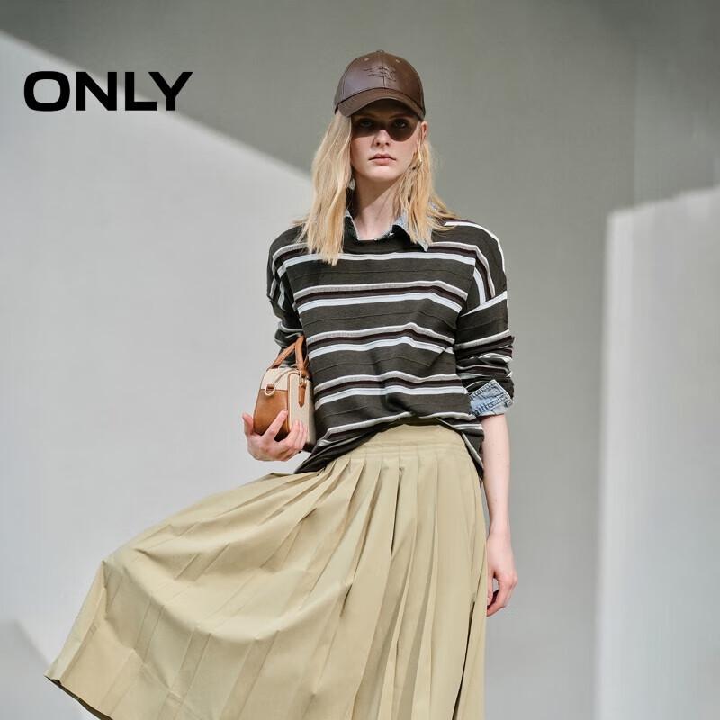 

ONLY Women s College Style Color-block Stripe Loose Knit Sweater XL
