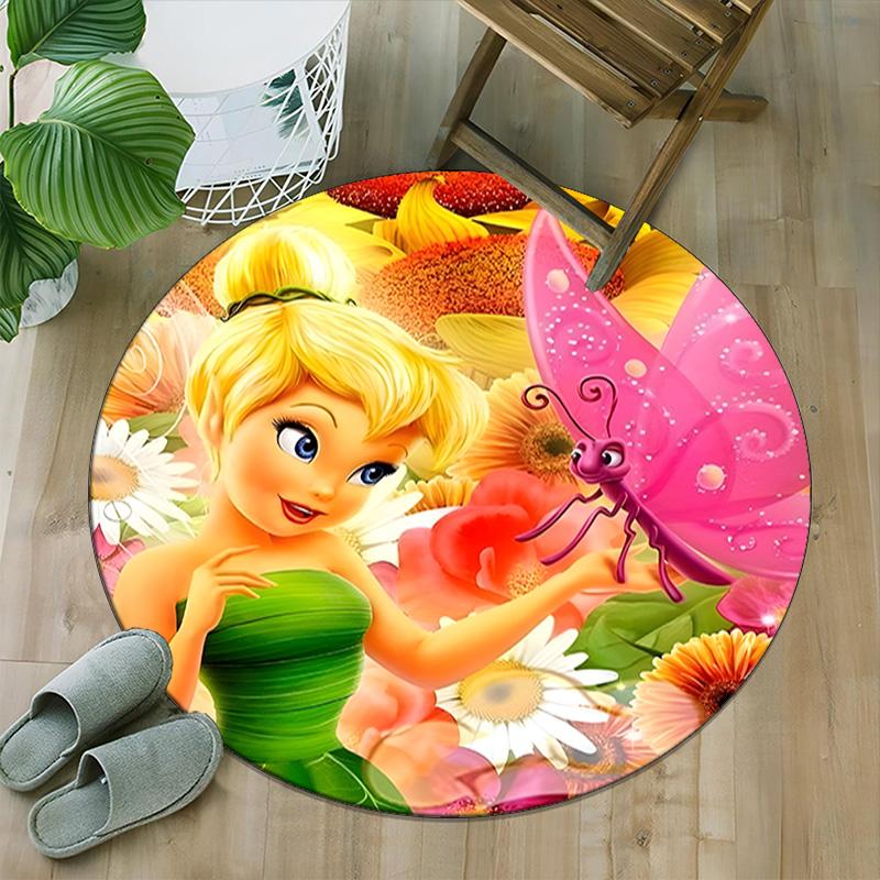 1pc T-Tinkerbell1 Carpet, Round Rug, Comfortable, Suitable for Entryways, Living Rooms, Office, And Bedrooms, Christmas Decoration