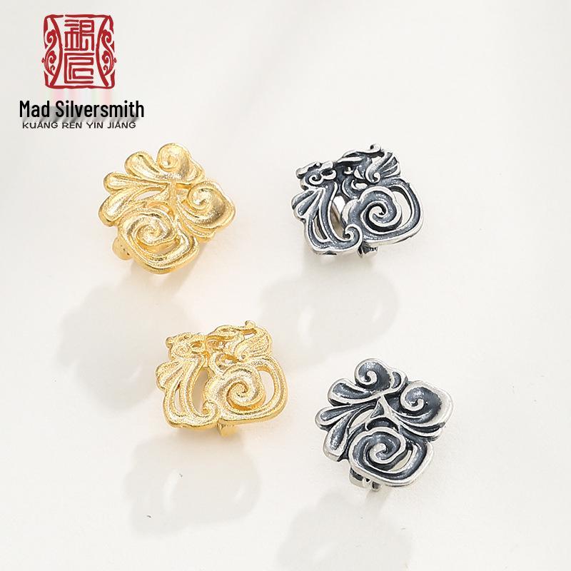 

925 Sterling Silver Gold Fu Character Clasp for Necklace or Bracelet DIY Accessories