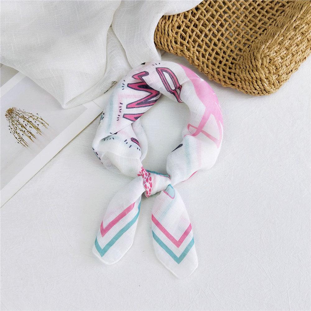 Eșarfă pătrată mică din bumbac și in Eșarfă din mătase Primăvară și toamnă pentru femei Stil nou artistic și versatilă la modă Esarfă cu bentiță cu temperament