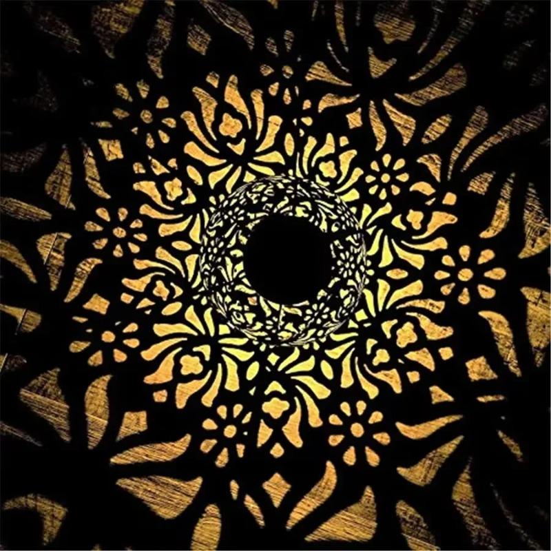Solar Lights Outdoor Waterproof Decor Lamp Hollow Pattern Design Courtyard Garden Corridor Hanging Ornaments Warm  Atmosphere