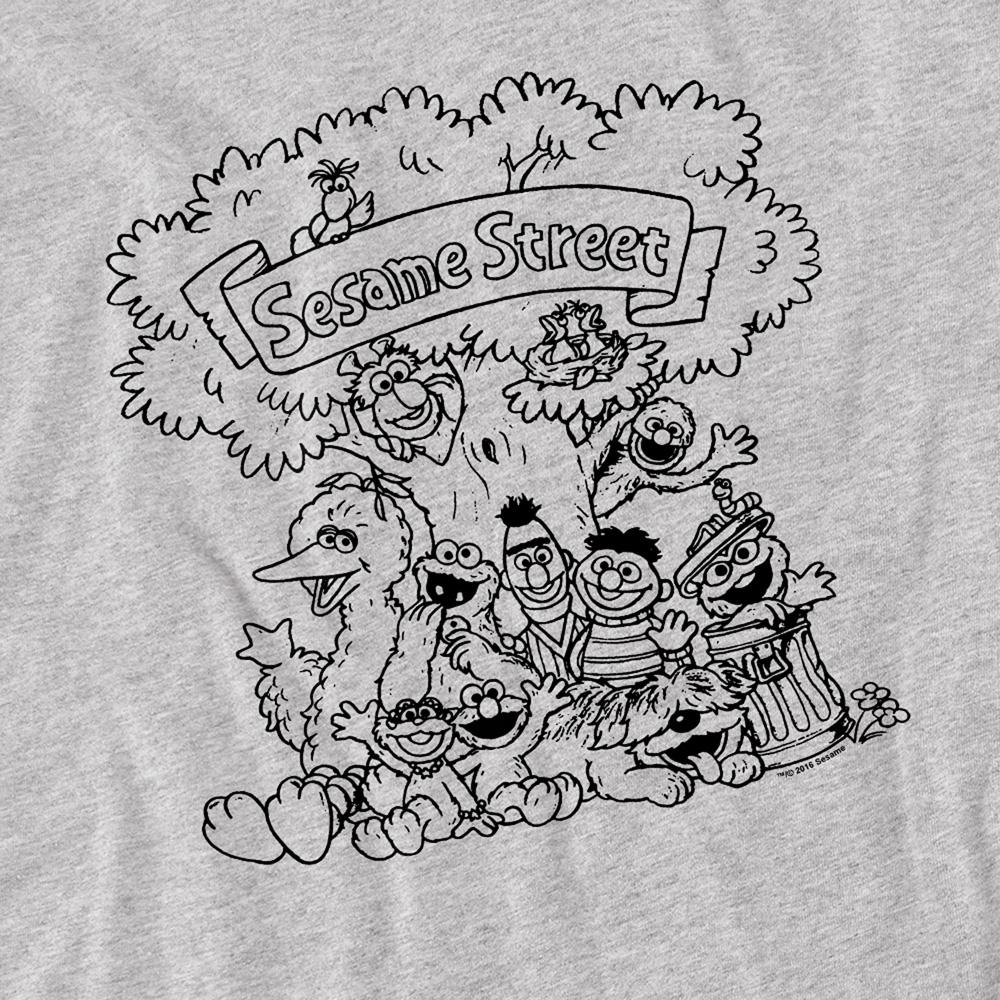 Sesame Street Unisex Adult Simple Street Group Shot Heather T-Shirt