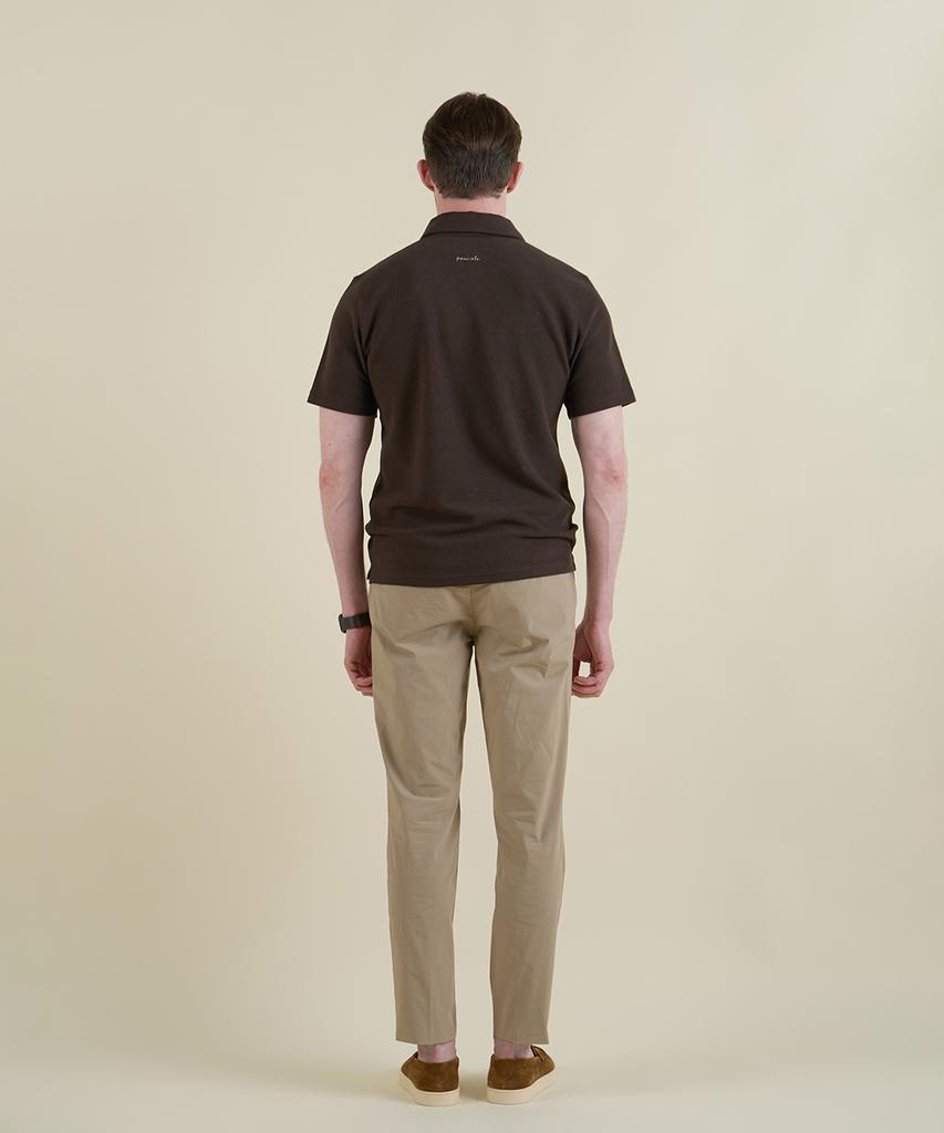 PANICALE Beige Poplin Elastic Waist Slim Fit Chino Pants