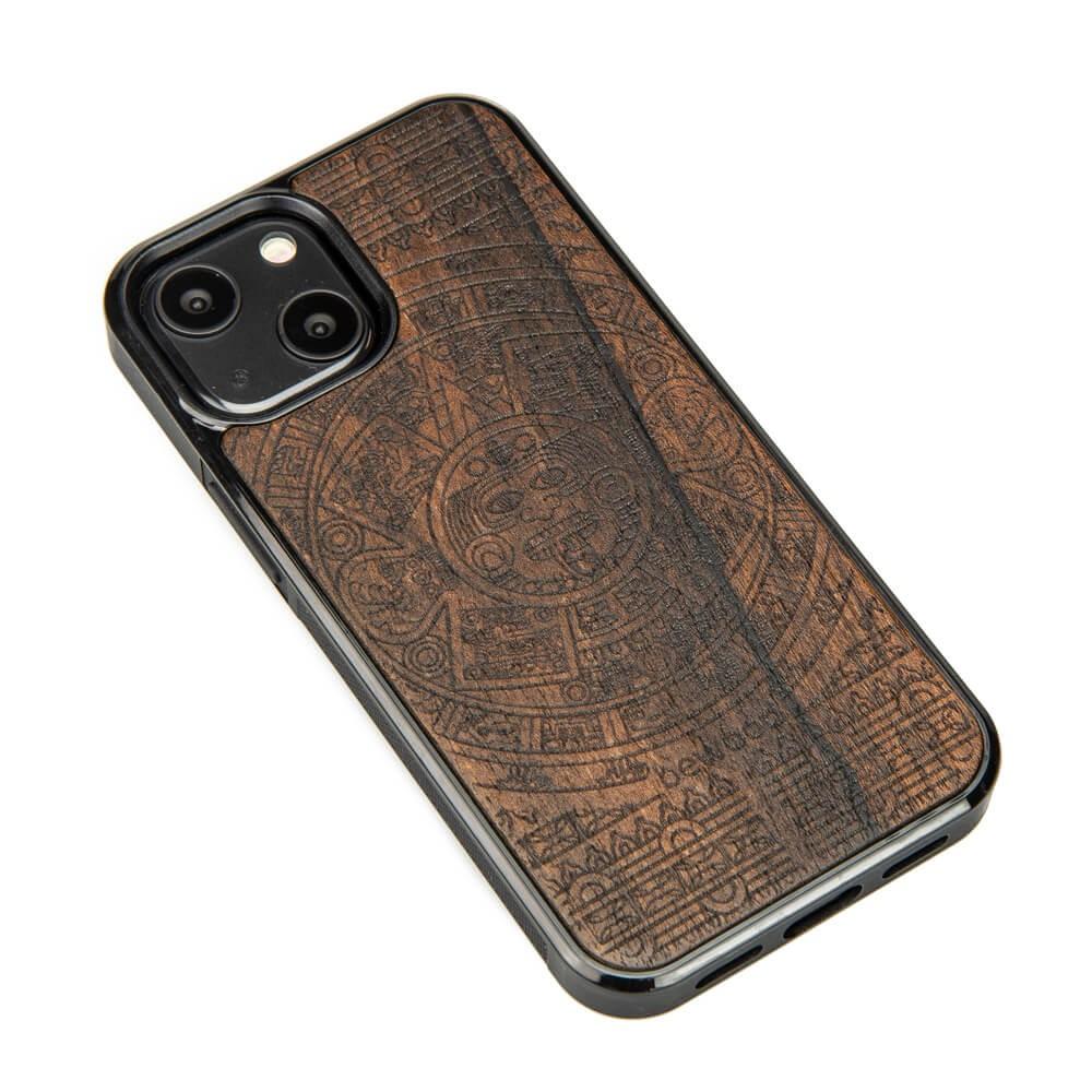 Wooden Case for iPhone 13 Mini Aztec Calendar Ziricote