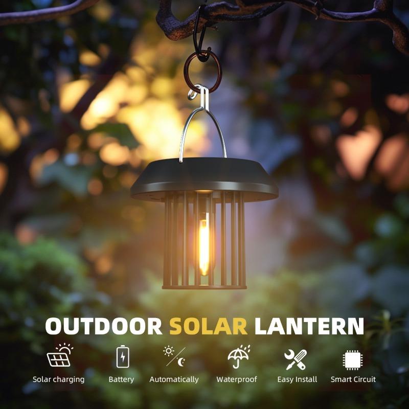 Vintage Solar-Hängeleuchte für den Außenbereich, wasserdicht, für Terrasse, Garten, Balkon und Hof, Retro-Glühbirne