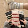 Autumn And Winter Striped Wool Medium Tube Socks Women'S Thickened Warm Plush Idea Yarn Cashmere Stacking Socks Versatile Soft Waxy Cotton Socks