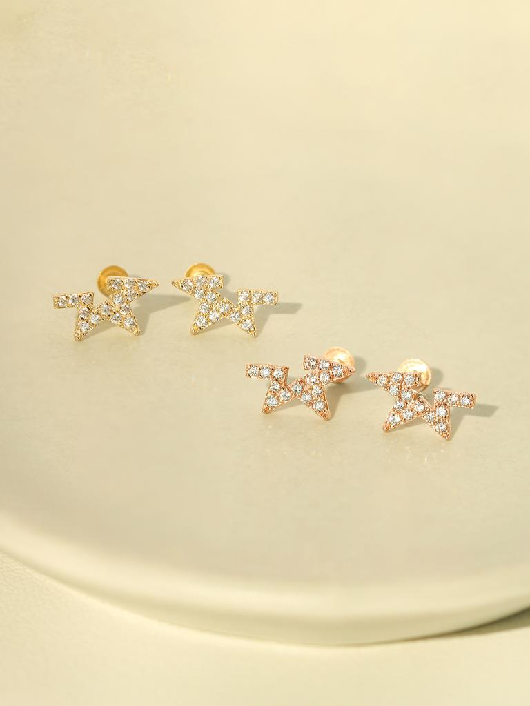 Minimalpiercing 14K Internal Asymmetrical Cubic Star Labret Piercing