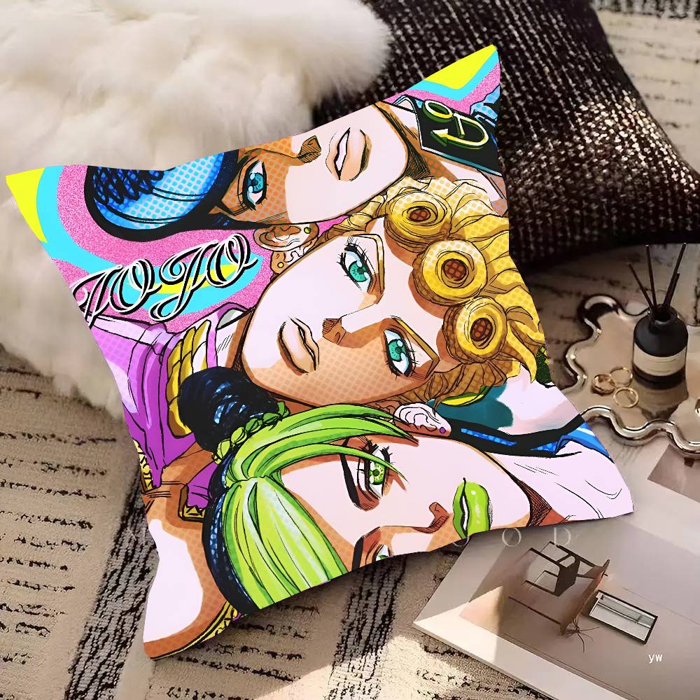 Anime JoJo's Bizarre Adventure Jolyne Cujoh Pillow Case Square Pillow Bedroom Sofa Leisure Comfort Cushion Car Home Decoration