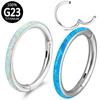 G23 Titanium Front Side Opal Nose Ring 6mm - 12mm Septum Clicker Hinged Hoop Ear Cartilage Tragus Lip Piercing