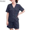 Damen Kurzarmbluse und Shorts Sommer Zweiteiliges Anzug-Set