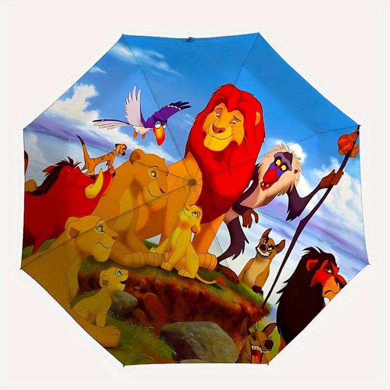 1 Auto Open Lion King Characters Themed Colorful 8 rib Portable Umbrella for Men and Women, A Compact Commuting Companion Suitable for Daily