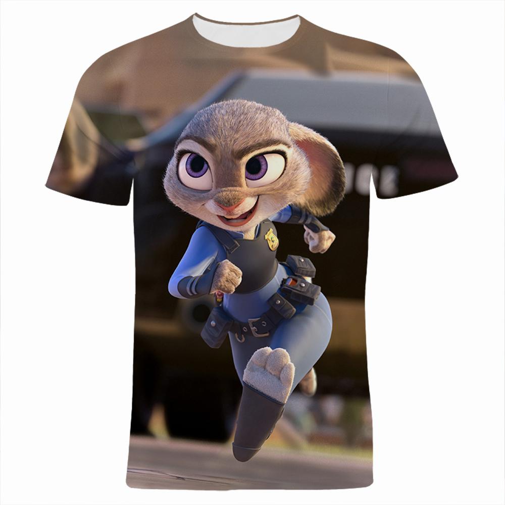 2026 Kids' Loose Fit Crew Neck T-Shirt Summer 'Zootopia' 3D Print Boys' Short Sleeve Cartoon Anime Top