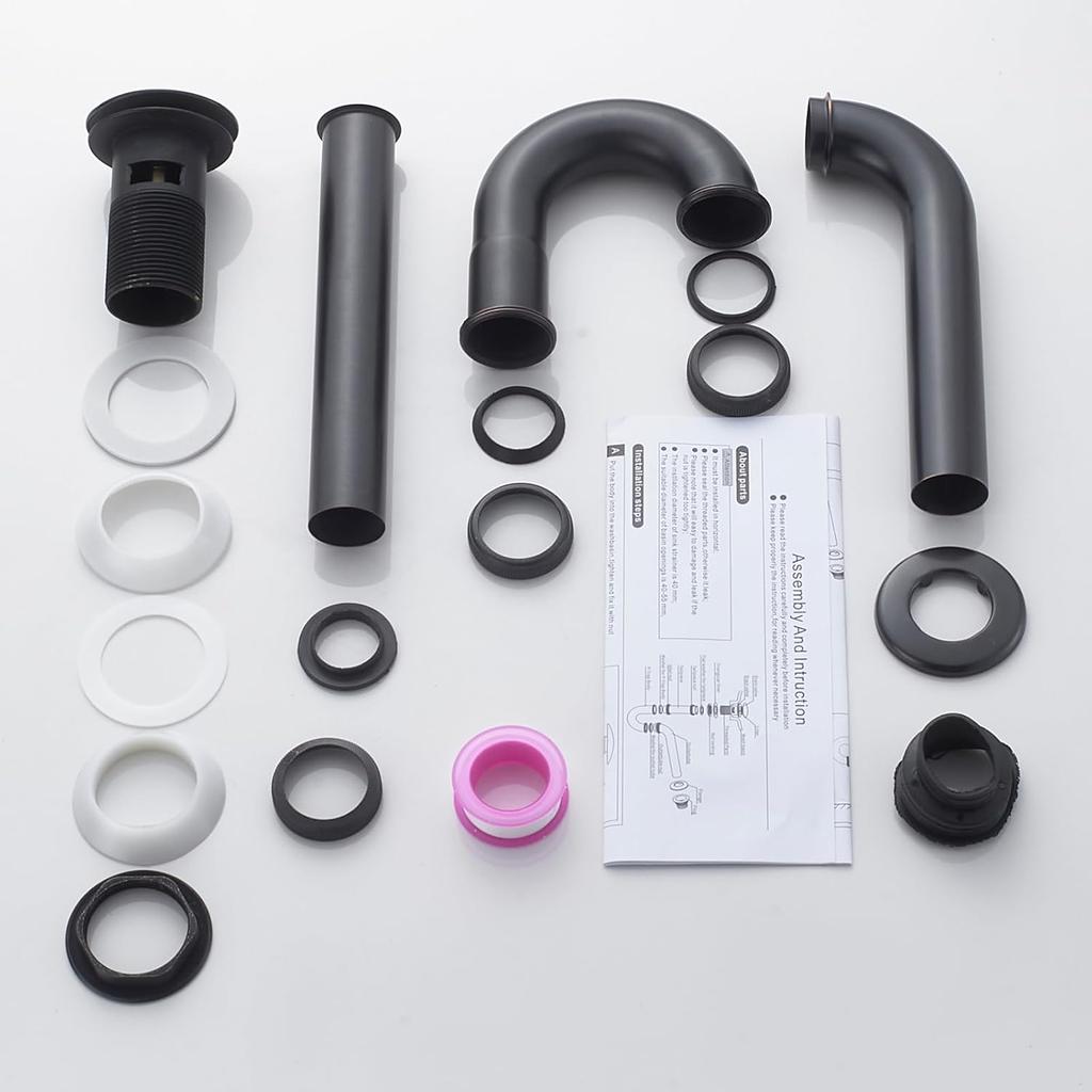 MENATT Stainless Steel P Trap with Bathroom Sink Stopper, 1-1/4 Sink Drain Bottle Trap Set with Overflow - Adjustable Height,Complete Basin Sink