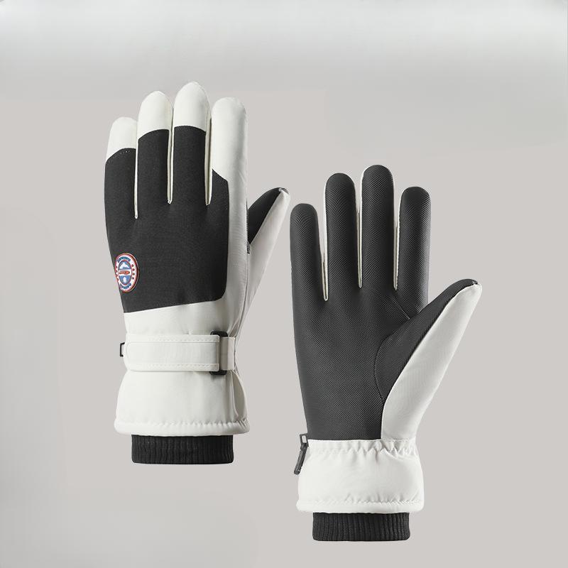 Ski Gloves for Couples In Autumn and Winter Warm  Touch Screen Sports  Cold Proof Fleece and Thickened Cotton Gloves for Women