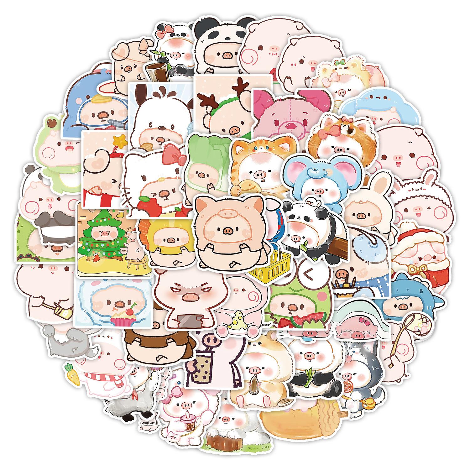 

50 Милых Наклеек с Поросятами Мобильный Чемодан Водонепроницаемые Декоративные Наклейки Наклейки для Детского Ручного Счета