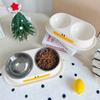Stainless Steel Dog Double Bowl Anti Slip Large Capacity Pet Drinking Bowl with Stand Cute Duck Shape Detachable