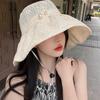 Elegante faltbare Spitzen-Sonnenhüte für Damen Mädchen Weiß Imitation Perle Breiter Rand Baumwolle Sommer Sonnenschutz Panama Damen Strandkappen