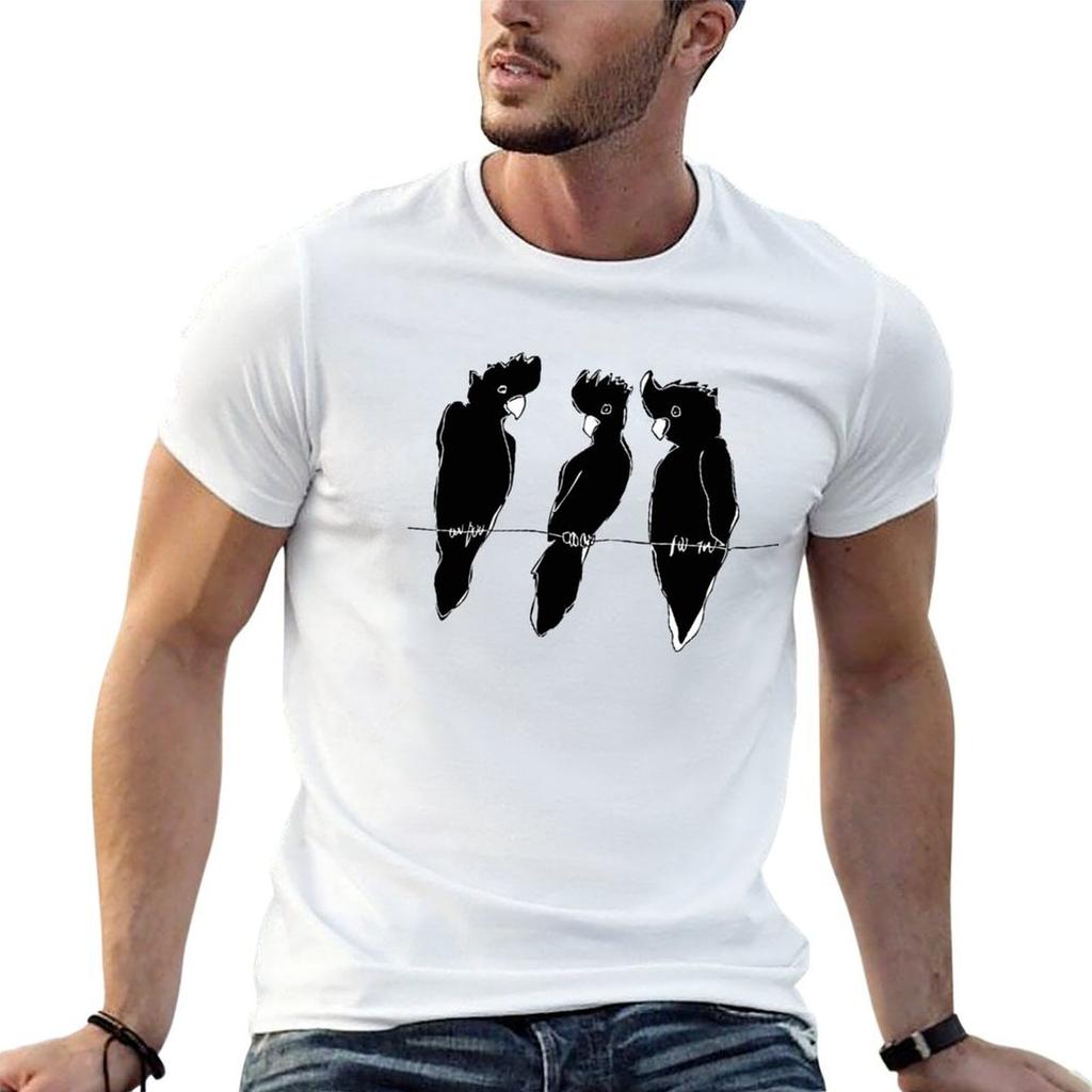 Schwarze Kakadus T-Shirt Basic Einfarbige Kurzarm-T-Shirt