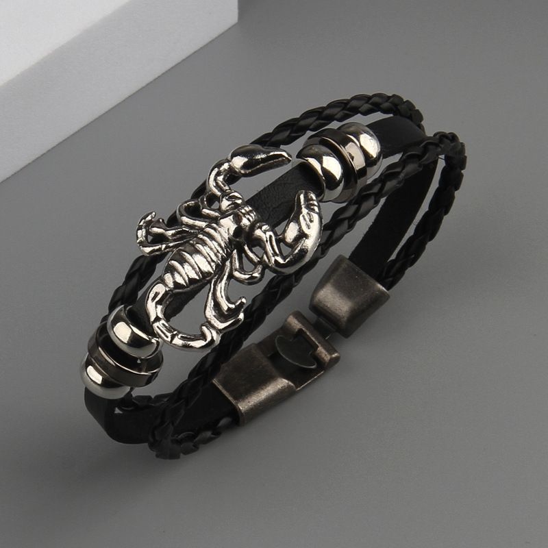 Scorpion Dark Retro Leather Bracelet Simple Scorpion Multi-layered Cowhide Punk Bracelet