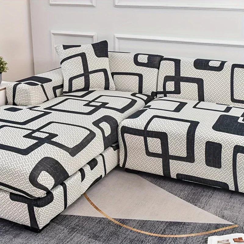 1/2/3/4 Seat Geometric Sofa Covers for Living Room Elastic Corner Couch Cover L Shaped Chaise Longue Slipcovers Chair Protector