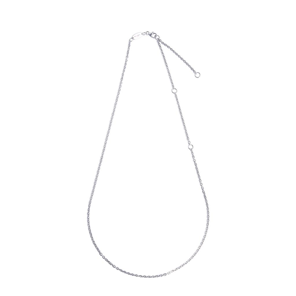 Mezmic Cable Chain Rhodium Plated 925 Sterling Silver Necklace 56Cm
