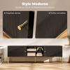 TV stand for TVs up to 65", Fluted Doors, Open Compartments, Steel Legs, 140 x 38 x 45.9 cm, Black