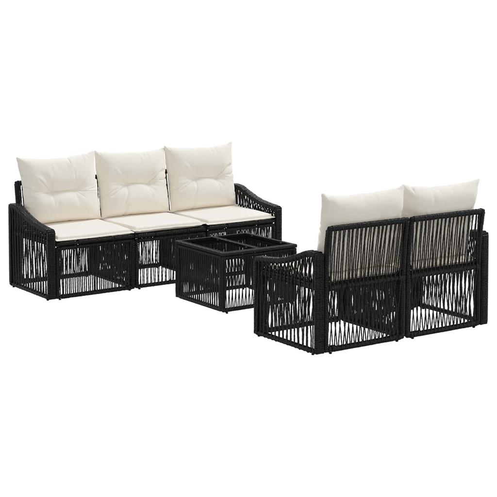 Garden Sofa Set 6 pcs. Black Poly Rattan