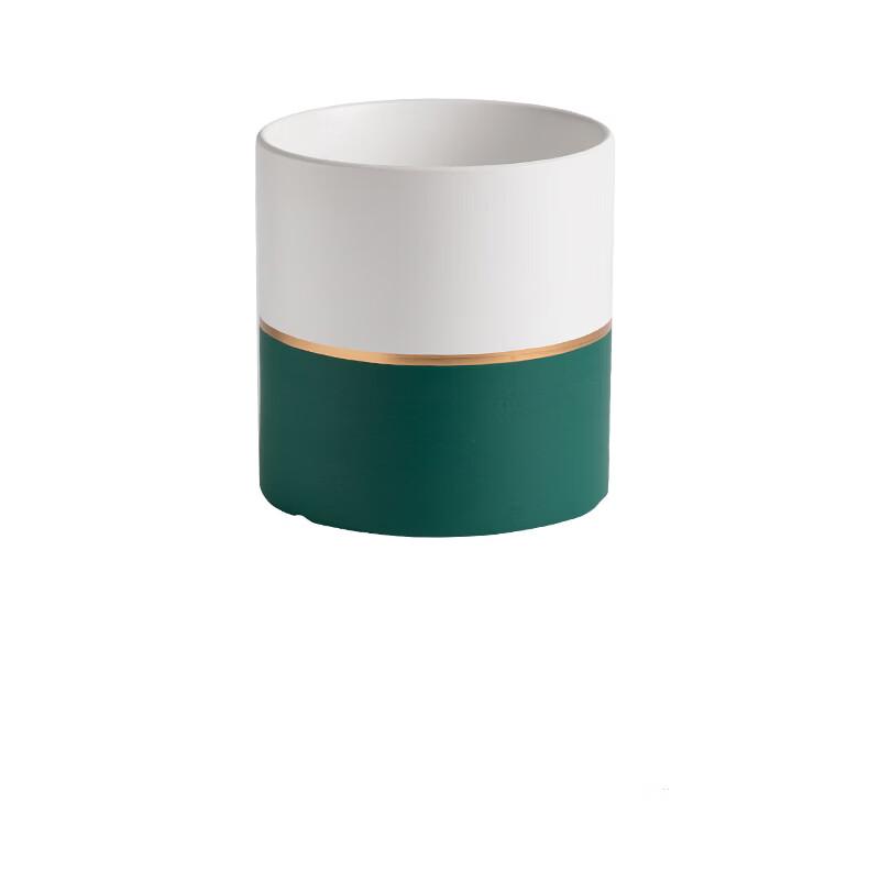 Gold-Rimmed Ceramic Flower Pot