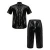 Mens Waterproof Tracksuit Short Sleeve Front Button Shirt Multi Pocket Cargo Shorts Capri Pants