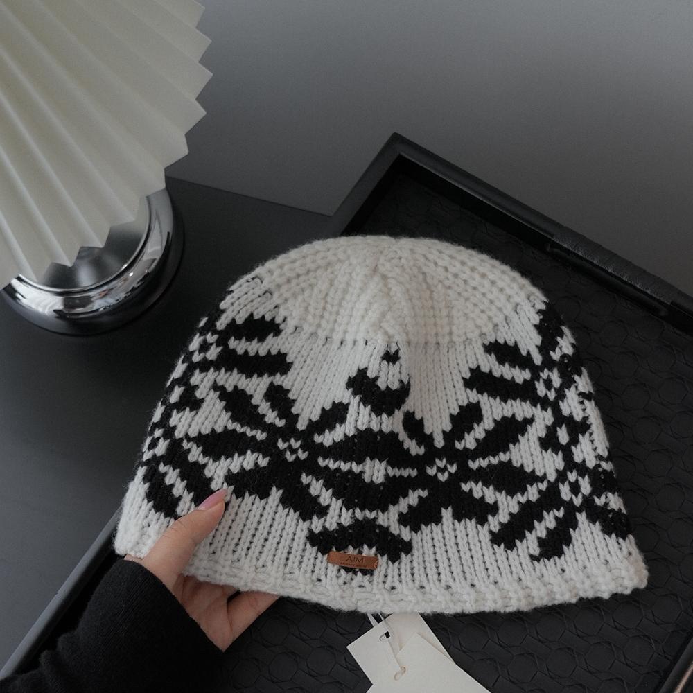 Retro Knitted Jacquard Literary Style Ear Protection Face Small Fashionable Warm Ethnic Style Woolen Hat