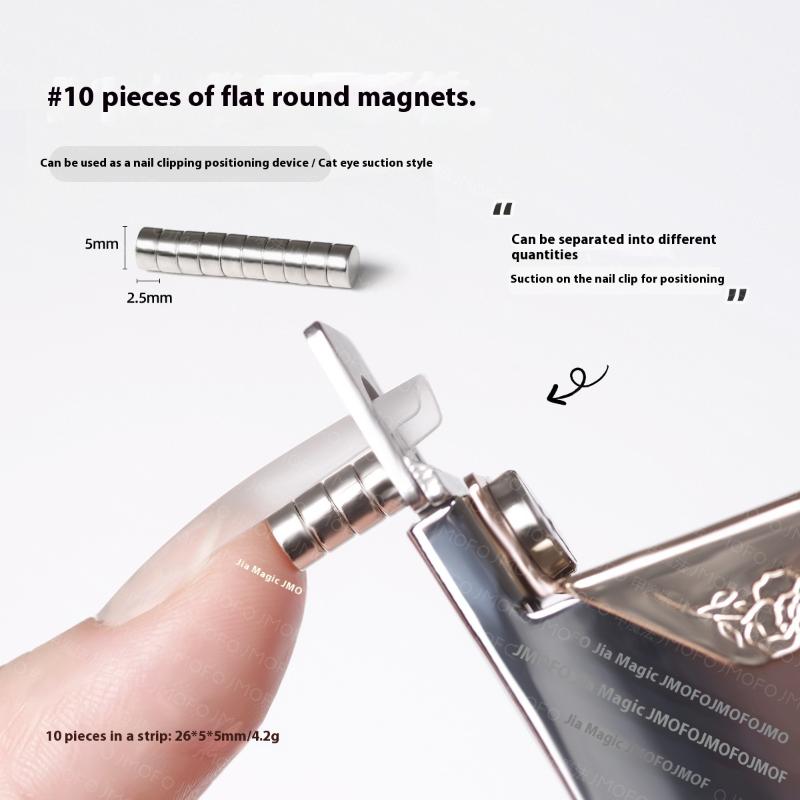 10 szt. Mini Magnes do Paznokci Magnetyczny Płaski Okrągły Magnes do Lakieru Hybrydowego UV Cat Eye Brokatowy Efekt Narzędzia Lokator Cążek do Paznokci Manicure Design