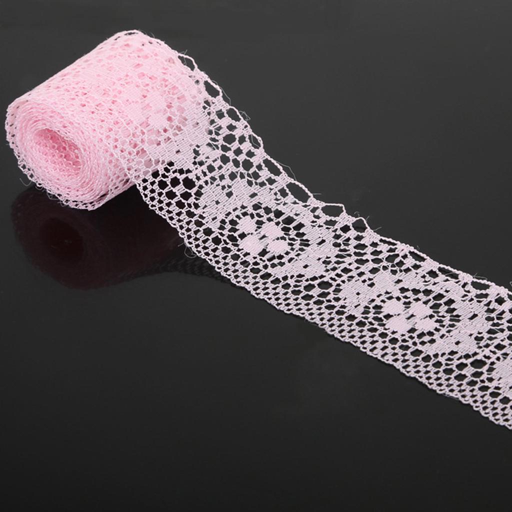 **** BLACK NET /& PINK EMBROIDERED LACE 40mm Wide ****