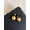 S925 Silver Needle European and American Niche Design Brushed Metal Ball High-End Earrings Ins Minimalist Style Simple Earrings for Women