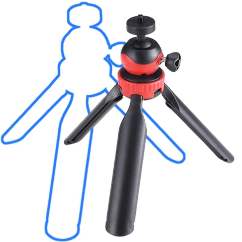Mini ausziehbarer Schreibtisch-Stativ-Handgriff-Fotografie-Halterständer Flexibler Kugelkopf 1/4-Zoll-Schraubhalterung für Selfie