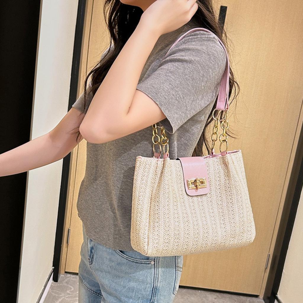 Large Capacity, Bag, Women's Bag, Woven, Swivel Lock Design, Shoulder Bag, Armpit Bag, Casual Bag