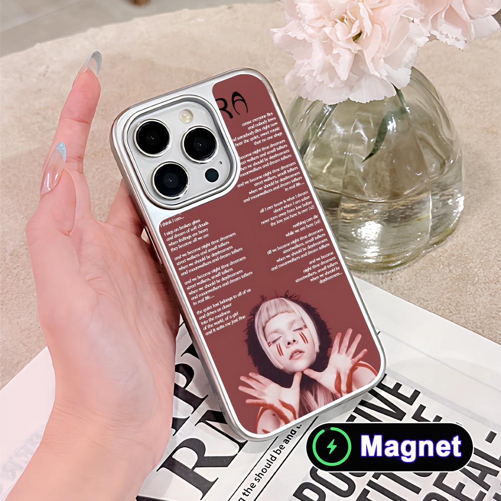 Aurora Aksnes Silver Plating Magsafe Mobile Phone Case for iPhone 17 16 15 14 13 12 11 Air Pro Max Plus Colorful Cover