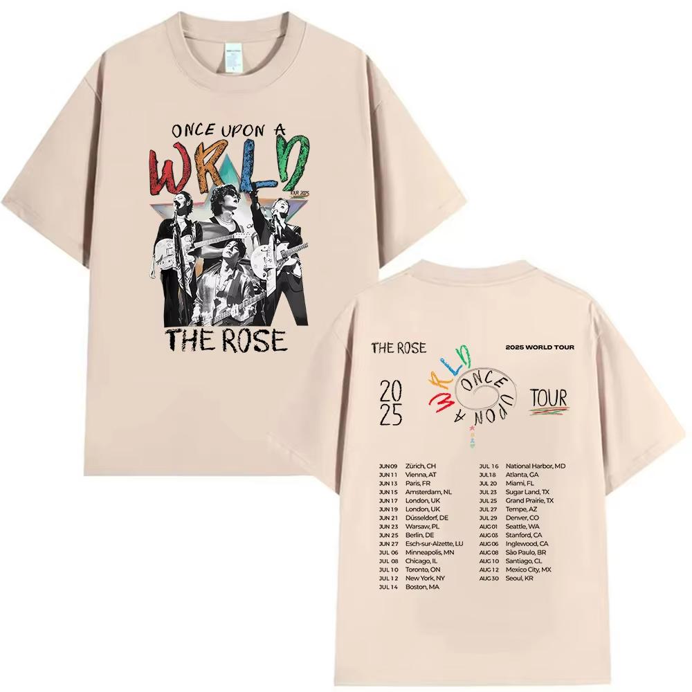 2025 Summe Kpop The Rose Once Upon AWRLD Welttournee T-Shirt Herren Hip Hop Korea 100 Reine Baumwolle Bedrucktes T-Shirt Kleidung T-Shirts