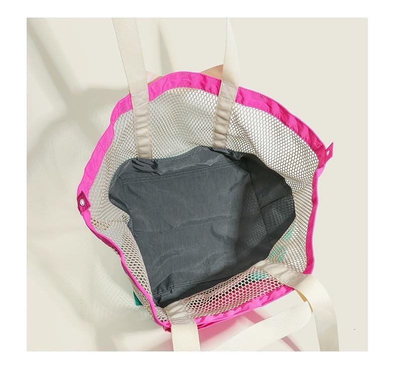 [Lovey Summer] The Carnival Bag Mesh Bag Large Capacity Pool Bag Tote Sandbox Swimming Beach 2-Way Women's Beach Bag Tote Bag Shoulder Bag Nylon Rever