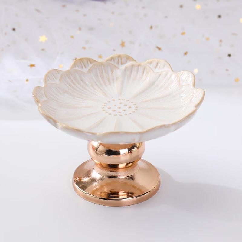 ZISIZ European Modern High-Footed Ceramic Nut Plate & Candlestick Set