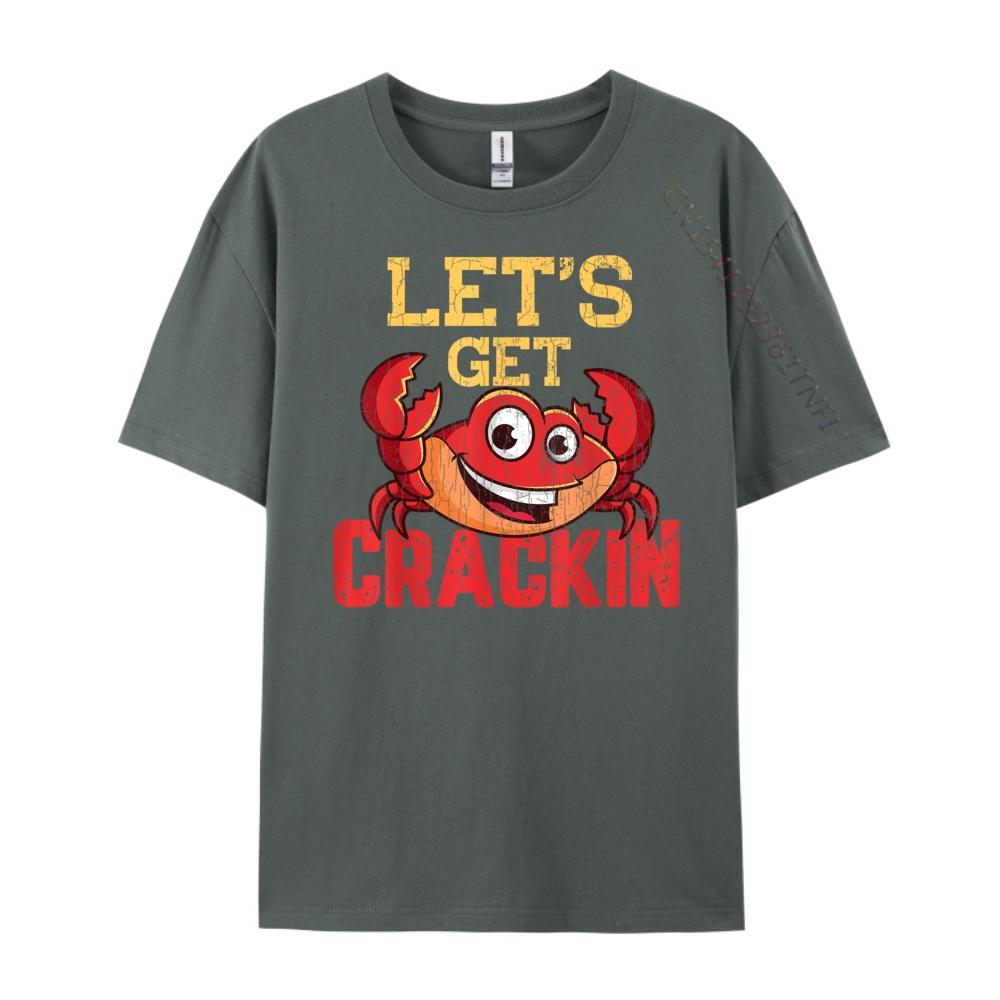 Lets Get Crackin Funny Crab Crabbing Crabs Lover Graphic White T Shirt Men Men Clothing Gothic Style