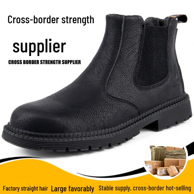 Cross-border High-top Steel Toe Work Boots: Microfiber, Anti-smash, Anti-puncture, Wear-resistant, Comfortable Labor Protection Footwear