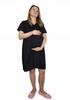 Maternity Nightgown for Childbirth Cotton Short Sleeve Size Black