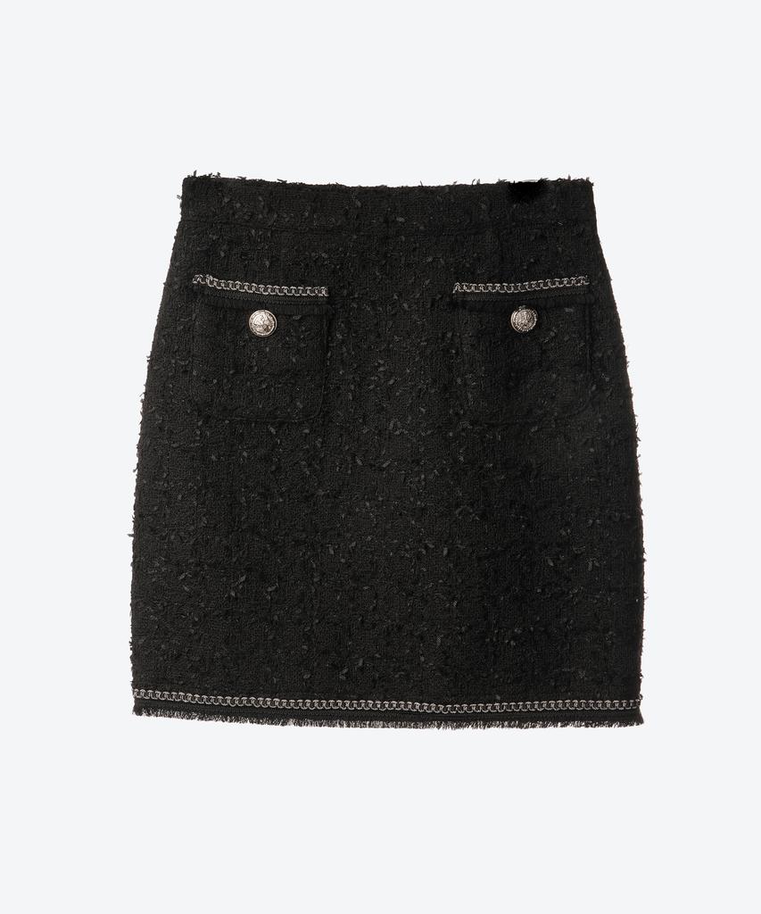 UNTAGE Chain Fringe Tweed Mini Skirt (Black)_Uws-Fs19