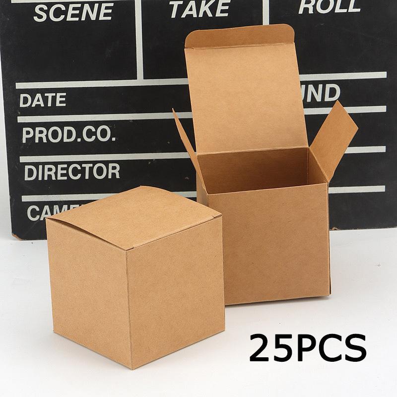 

WTEMPO Складные подарочные коробки из крафт-бумаги, простая сборка, элегантные квадратные коробки для украшения вечеринок, идеально подходящие для дня рождения, свадьбы, Рождества 25pcs хаки