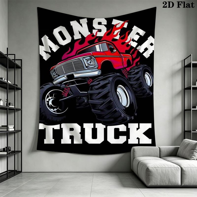 Monster Truck Pattern Home Decor Tapestry, Wall Hanging, Decorative RV Wall Cloth.MGT0918252