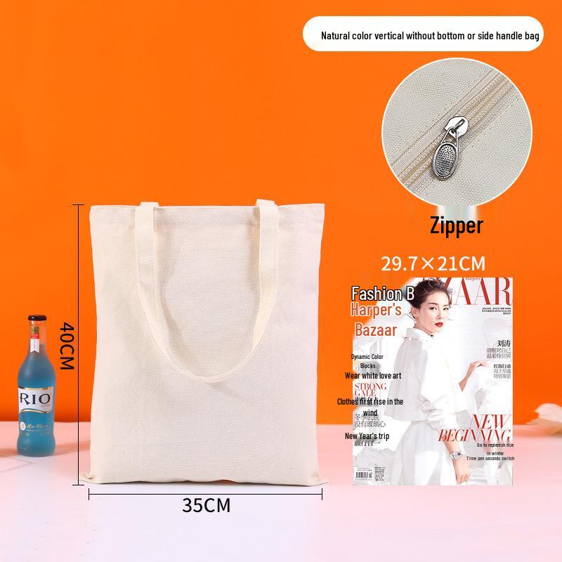 High-End Custom Logo Canvas Tote Bag - White, Blank, Personalized Printing