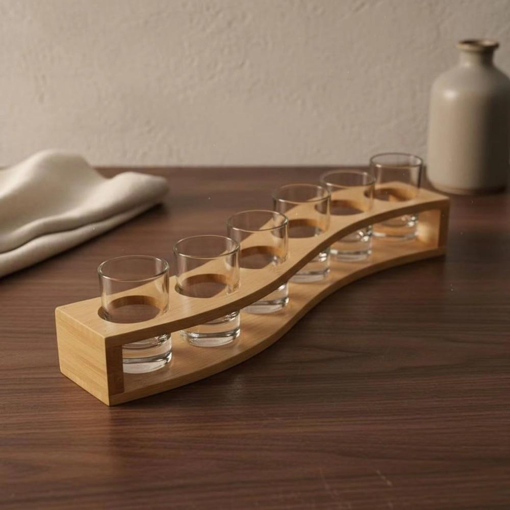 Rundloch Schnapsglas Halter 6/12 Löcher Weinglas Regal Bambus Schnapsglas Tablett Heimbrauerei