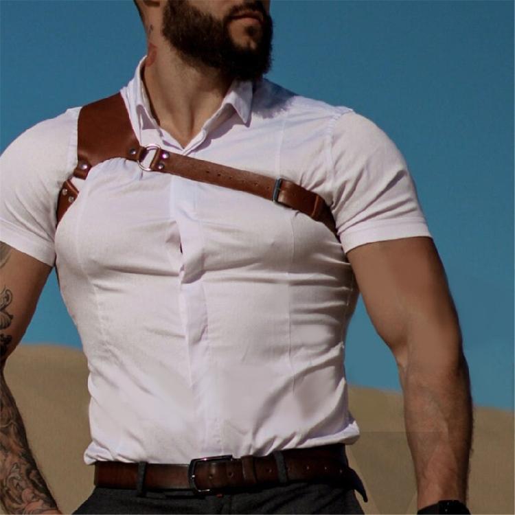 Herren Körper Brustgurt Gürtel Punk Gothic PU Leder Schulterkäfig Gürtelriemen