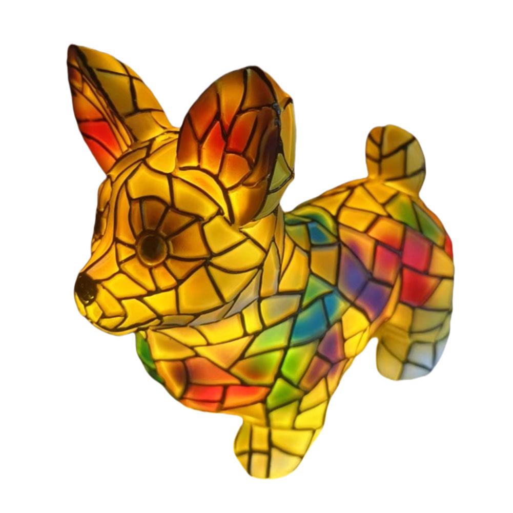 Cat Lamp Animal Art Resin Table Lamp Colorful Vintage Stained French Bulldog Corgi Maine Coon LED Night Light Gifts