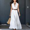 Abito Chemisier Senza Maniche con Collo e Cintura Lunga Casual Maxi Dress da Donna Design con Bottoni sul Davanti Vestibilità Rilassata Stile Estivo